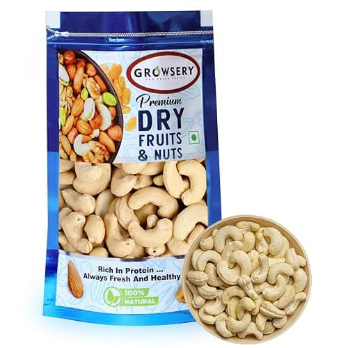 Growsery 100% Natural Premium W240 Whole Cashews 250g Value Pack | Whole Crunchy Cashew | Premium Kaju Nuts | Nutritious & Delicious | Gluten Free & Plant Based Protein