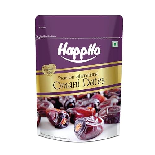 Happilo Premium International Omani Dates 500g | Healthy snacks, Dry fruits, Khajoor, Khajur, Nutritious| Rich in Vitamins & Minerals | Natural Sweetener