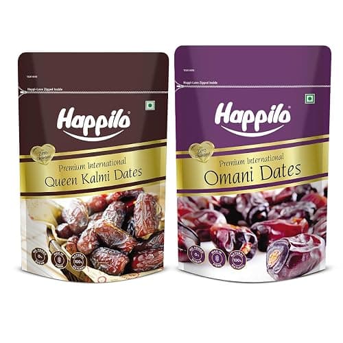 Happilo Premium International Queen Kalmi Dates, 200Gram (Pack Of 1) And Premium International Fresh Omani Dates