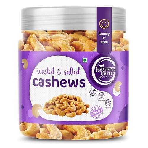 Heaven Bites Premium Roasted and Salted Cashews 900GM | AAA+ SIZE (W240 ) Grade Whole Kaju Dry Fruits Rich in Protein Fibre | Healthy Snacks | 100% Natural Cashew Nuts | Festive Snacking | Magnesium and Phosphorus | Crunchy & Delicious
