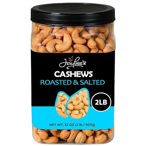Jaybee's Roasted Salted Whole Cashews 32 oz, Healthy Protein Snack