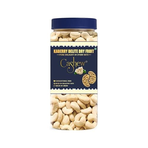 Kaberry Delite 100% Natural Whole Cashew Nuts (500g), W180 Grade (Jumbo size), Airtight Container, Dry Fruits