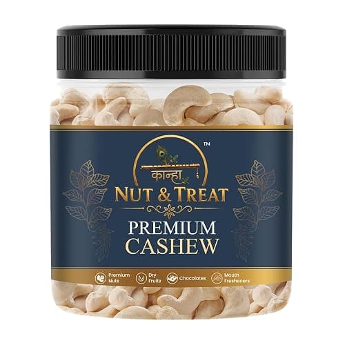 KANHA NUT & TREAT Raw Cashew Nuts 1Kg | Premium Whole Kaju | Crunchy & Delicious Cashews | Grade Quality Whole Cashews Jar Pack