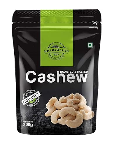 KHARAWALA'S W240 Grade Ratnagiri Salted Cashews (Kaju) - 200gm | Premium Kaju nuts | Nutritious & Delicious | Healthy Snack