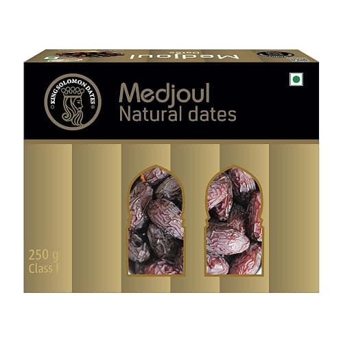 KING SOLOMON Medjool Dates 250g | Premium Large Khajur | Natural Sweet Juicy Dried Fruits | Healthy Gourmet Snack Pack
