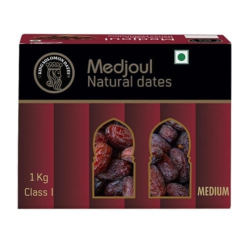 King Solomon Premium Medjool Dates 1kg (Khajoor) | Medjoul Khajur | Soft & Juicy Dates | Dried Fruit |
