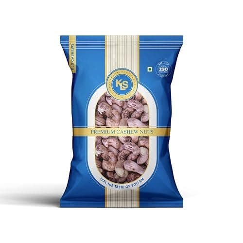 KLS Cashew Nuts|Kaju| Borma Whole Nuts– Unpeeled, Fresh & Natural Cashews from Kollam, Kerala (500 Grams)
