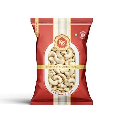 KLS Cashew Whole Nuts | Kaju |W320- Fresh & Natural Cashews from Kollam, Kerala. (500 Grams)
