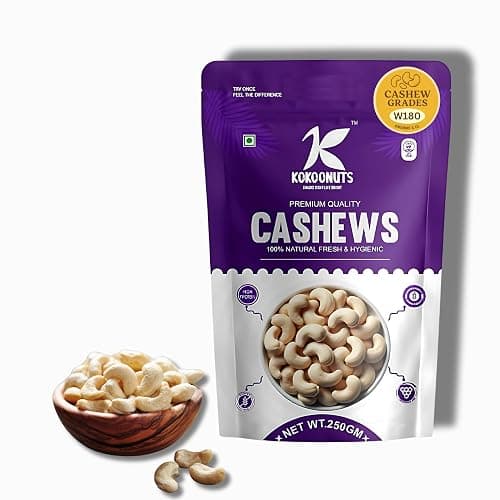 Kokoonuts Cashews, W180 Grade, Natural Fresh and Hygienic, 250g, 250g Kaju