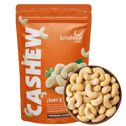 Krishival Nuts Premium W320 Cashews | 250 Grams Pack of 1 | 100% Natural Whole Cashews | Crunchy, Nutritious & Delicious, Gluten Free & High Protein