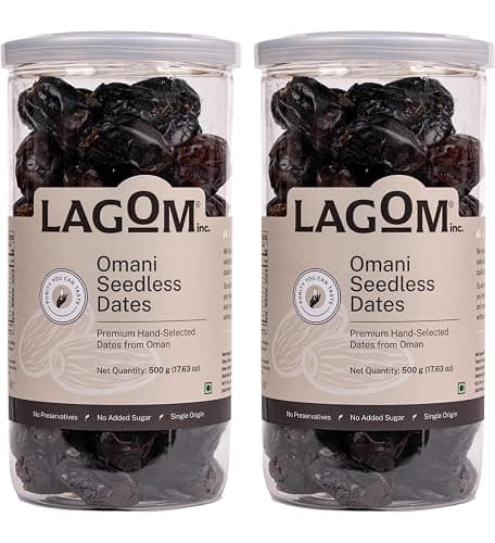 Lagom Omani Seedless Dates 1 kg | Premium Pitted Khajoor from Oman | Soft, Naturally Sweet & Convenient | No Added Sugar, No Preservatives | Vegan, Gluten Free, Non-GMO