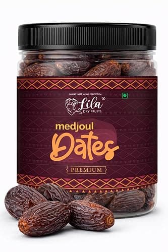 LILA DRY FRUITS Premium Medjoul Dates 500 g (Medjool Date) | Khajoor Rich Source of Potassium & Iron with No Added Sugar or Preservatives | Low GI Energy Snack Khajur Perfect for Gifting