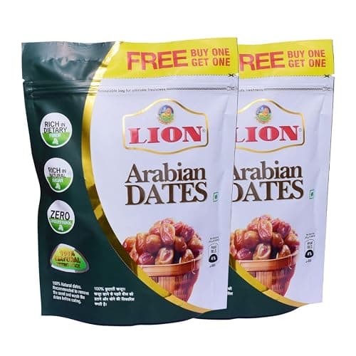 Lion Dates Arabian Dried Seeded Dates 1kg - (Buy 500gms & Get 500gms FREE)