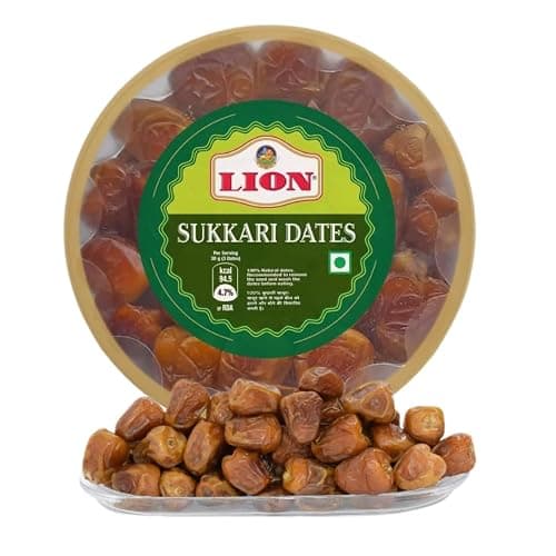 Lion Dates Premium Sukkari Dates, 1kg - Sweet, Soft, Moist, 100% Natural, No Added Sugar, High Fiber, Nutrient-Rich, Snack, Energy Boost, Fresh Quality (1000g)