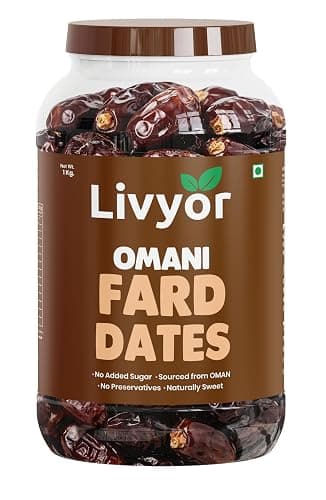 Livyor Fard Dates for eating - 1kg | Khajur | Khajoor Dry Fruits Dates | High Fibre | No Added sugar | Soft and Premium | Nutritious | Pack of 1