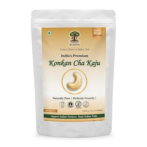 Maa Roots W180 Premium Whole Cashew Nuts 200g | Extra Large Unroasted Konkan Kaju | Jumbo Size Natural Dry Fruits | High Protein & Fibre Rich Healthy Snack