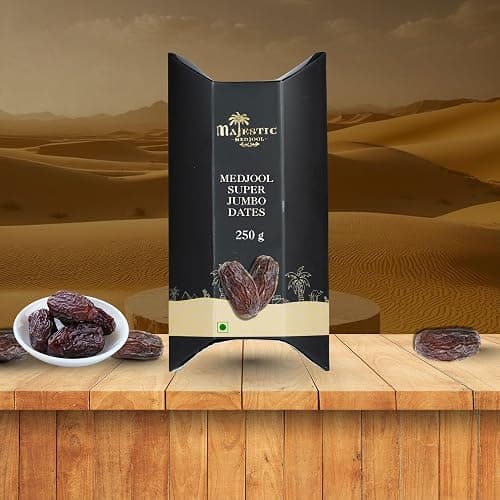 Majestic Medjool Dates Super Jumbo - Premium No.1 Palestine Dates 1kg Gift Pack | Organic Fresh & Healthy Khajoor | Medjoul 100 % Natural Energy Booster | High in Fiber, Antioxidants & Nutrients | No Added Sugar or Preservatives