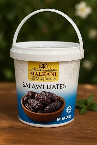 Malkani Safawi Kalmi Premium Fresh Dates | No Preservatives & Added Sugar | High Fibre | Energy Health Snacks | Gluten Free | Plant Based | Khajur | Khajoor |500g | Saudi Dates