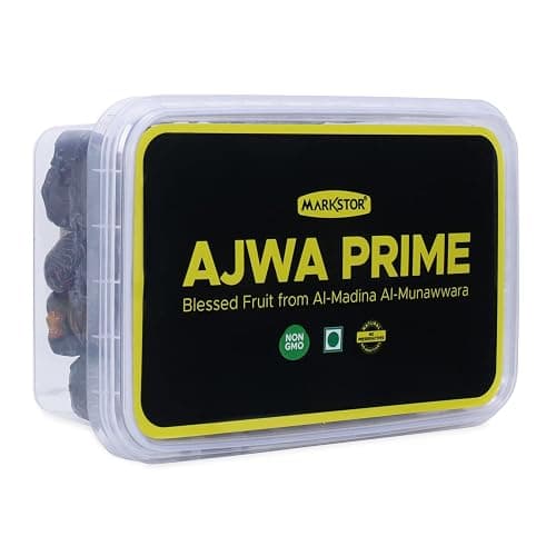 Markstor Fresh Ajwa Prime Dates Khajur Khajoor Dry Fruit. Blessed Fruit from Al-Madina Al-Munawwara - 500 gms