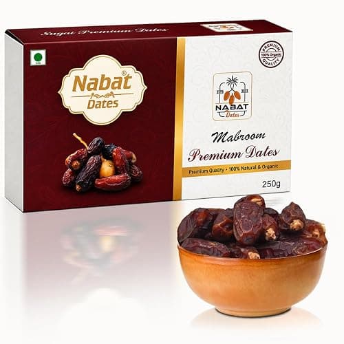 Nabat Premium Mashrook Arabian Dates 250gm | Imported Saudi Dates | Soft & Naturally Sweet Khajoor | Grade A Fresh Dry Fruit | Rich in Fiber | Healthy Snack | No Added Sugar | Diwali, Raksha Bandhan & Eid Gift