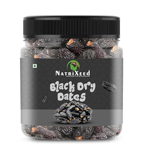 NatriXeed Organic Black Dry Dates 1kg | Premium Dry Chuhara | Kali Kharak | Sukha Khajur | Kharek | Naturally Dried Black Dates | Fiber Rich Dry Fruits | No Artificial Preservatives