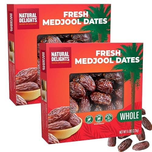 Natural Delights Medjool Dates Whole, Non-GMO - Bulk 5 Lb Box (Pack of 2)