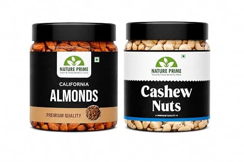 Nature Prime California Almonds 1kg + Premium Cashew Nuts 1kg Combo Pack | Total 2kg | Healthy Dry Fruits | Rich in Protein & Healthy Fats | Premium Quality | No Added Preservatives