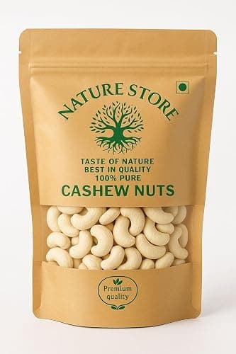 NATURE STORE Natural Premium Whole Cashew Nuts | Kaju Nut Snack Rich in Protein and Healthy Fats | Fresh, Wholesome, Crunchy, Nutritious and Delicious (250 g) W180