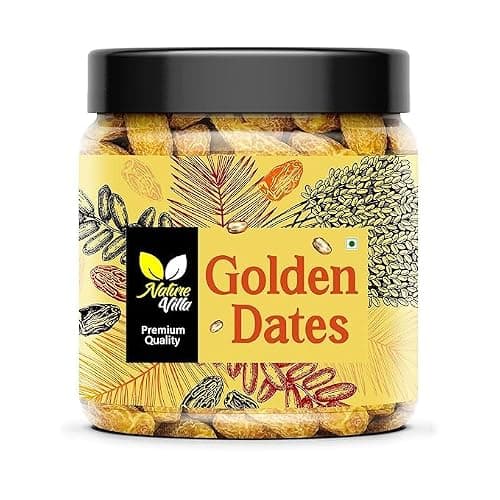 NATURE VILLA Dried Dates Yellow | Sukha Khajoor | Peela Khajoor | Kharek | Pila Chuara | Natural & Healthy Superfood Chhuara | Rich in Nutrients & Fiber (1kg)