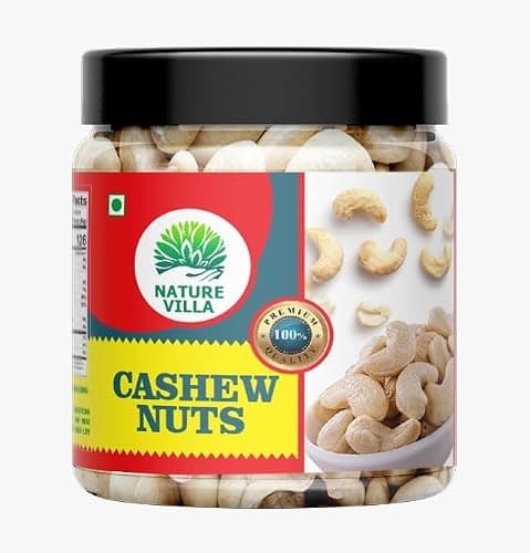 NATURE VILLA Premium Whole Cashews (Kaju), 1kg | Deluxe Size Crunchy Cashew Nuts | Rich in Protein, Magnesium & Phosphorus | Natural, Fresh & Nutritious Dry Fruits for Snacking & Cooking