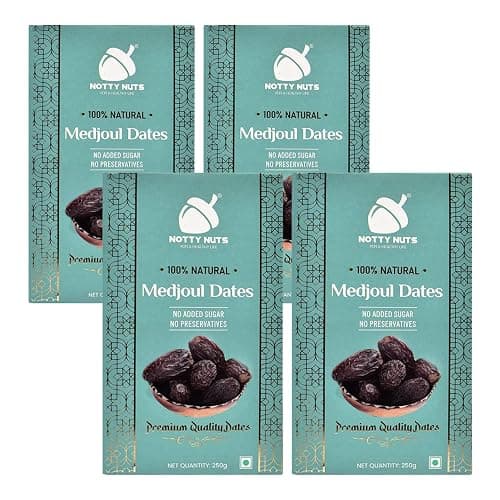 Notty Nuts -FOR A HEALTHY LIFE Medjool/Medjoul Dates (1000 Gm) | Jumbo Size Khajur/Khajoor | No Artificial Colours| Premium Dates Dry Fruits(250 Gm * 4)