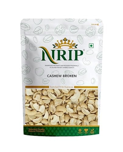 NRIP Premium Cashews - Broken | 200 Gram | Gluten-Free & Plant Based Protein | Premium Kaju Nuts