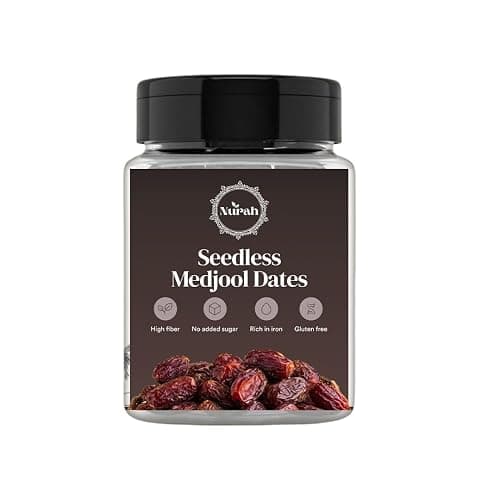 NURAH Premium Natural Kalmi/Safawi Dates 500g Jar| Khajur, Khajoor | Dry Fruits | Dates in Fresh | Healthy Snacks | Rich in Fibre | No Added Sugar | Rich In iron | Gluten free