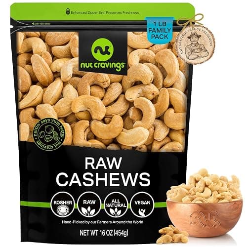 NUT CRAVINGS - Raw Whole Cashews (16oz - 1 LB) Unsalted, Shelled