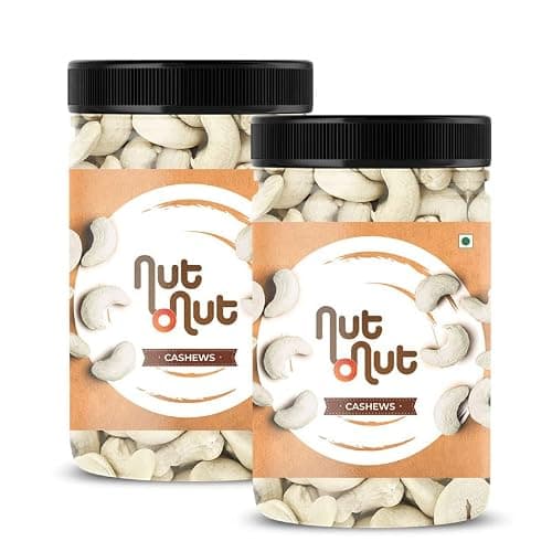 Nut O Nut 100% Natural Premium 500 g Cashews(W240) Whole | Premium Kaju | Crunchy Whole Cashew Nuts | Nutritious, Delicious, Gluten Free Kaju | Healthy Snack Option (250 g x 2)