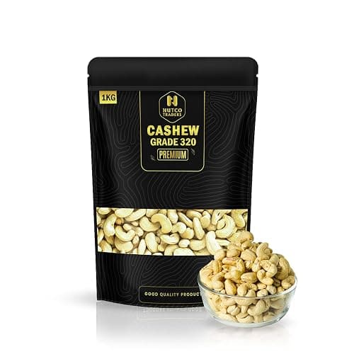 NUTCO TRADERS Whole Cashew Nuts W320 100% Natural Premium Kaju Nutritious, Delicious & Crunchy Cashew (1 Kg)