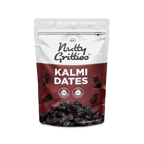 Nutty Gritties Premium Kalmi Dates- 350g | Juicy & Delicious Khajoor, Khajur | No artificial colours | Naturally Sweet | Instant Energy | Resealable Pouch,
