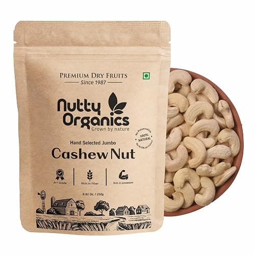 Nutty Organics Cashew Nuts 500 Gm | Nutritious & Delicious Nuts | Natural & Crunchy | Healthy Dry Fruit Snack