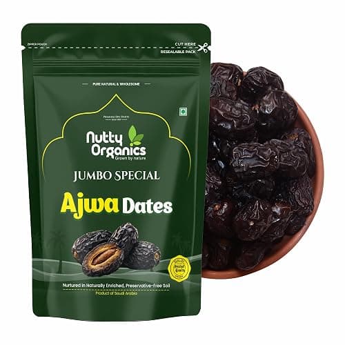 Nutty Organics Jumbo Ajwa Dates 200g | Premium Saudi Arabian Khajoor | Soft & Naturally Sweet | No Added Sugar | Preservative Free | Lab Tested | Resealable Pack
