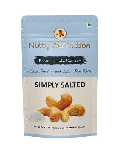 Nutty Perfection Salted Cashew Nuts 150g | W240 Grade Premium Roasted Lightly Salted Kaju | Crunchy Healthy Snack | Protein Rich Cashews | No Artificial Colors or Preservatives