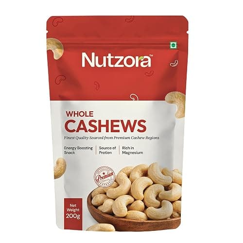 Nutzora Premium Jumbo Whole Cashews W210 Grade 200g|