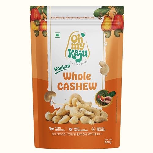 Oh My Kaju™ Premium Konkan Jumbo King Cashew W180 | King Kaju Nuts | Goa Origin Big Large Size Cashews – High Protien I Fresh Kaju Nuts | Zero Cholesterol I Goa-Origin Style I Gourmet Healthy Snacks for Guests, Weekend Party, movie night, Picnic, College Office cravings, Celebration Gifts.