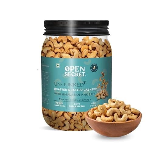 Open Secret Premium Roasted and Salted Cashews | 1 kg | Dry Fruits, Kaju, Cashew 1kg, Cashew Nuts, Roasted Cashews, Freshly Roasted, Nutritious, Crunchy & Delicious Snacks (Pack of 1)
