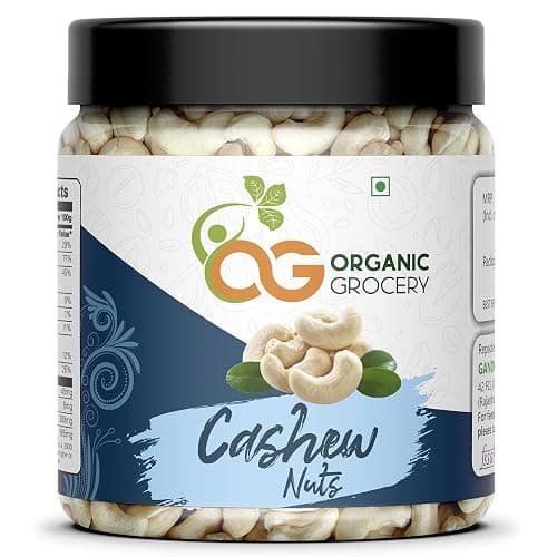Organic Grocery 100% Natural & Crunchy Premium Whole Cashews 1kg (W320) Nutritious & Delicious Nuts, Premium Kaju nuts | Gluten Free | Source of Minerals & Vitamins | Dry Fruits (Jar Pack) Diwali Celebration gift pack hamper