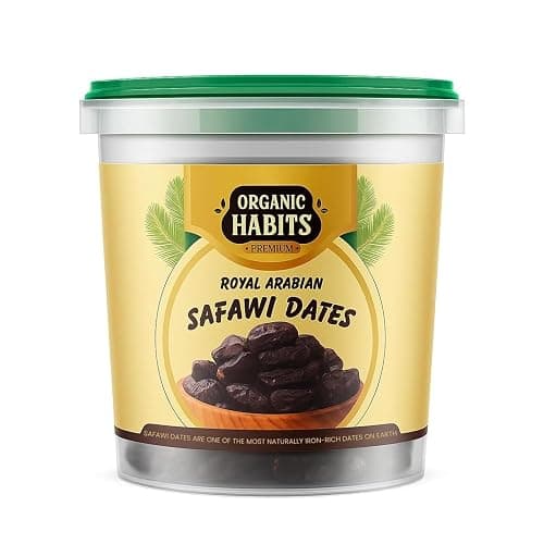 Organic Habits Safawi Dates 500g | Royal Arabian Saudi Dates | Premium Dry Fruits | No Added Sugar | Preservative Free | Gluten Free | Non GMO | Natural Energy Snack | Khajur | Khajoor