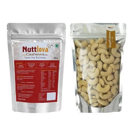 Premium W180 Whole Cashews | Large Size Jumbo Cashew Nuts | Naturally Buttery Taste & Crunchy Texture | Rich in Protein, Minerals & Dietary Fibre (500gm)