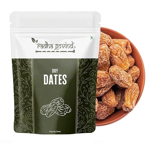 RADHA GOVIND Organic Yellow Dry Dates 800g | Premium Sukha Khajoor Chuara Kharik | Energy-Rich Superfood for Immunity, Digestion & Natural Sweetness & Heart Health Support, Boosts Energy