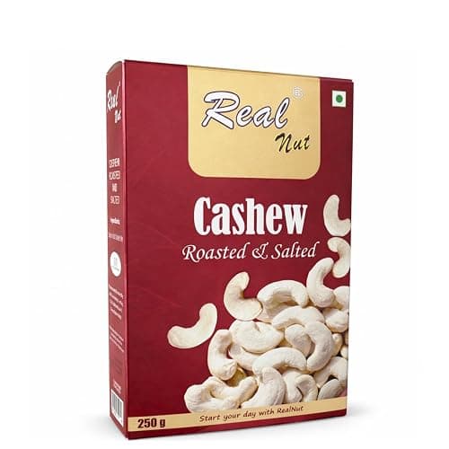 RealNut Roasted & Salted Cashew Nuts W240 250g | Premium Roasted Kaju | Crunchy Ready to Eat Salted Cashews | Healthy Dry Fruits Snack | Whole Cashew Kernels
