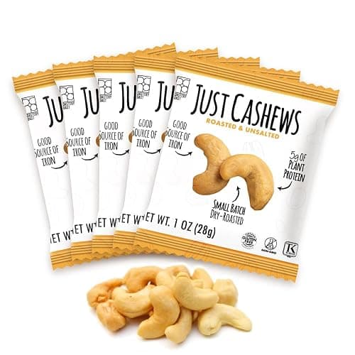 Roastery Coast Unsalted Dry Roasted Cashews | 48 Pack Individual Snack Bags | 1 oz Each | Whole Cashew Nuts | Non-GMO | Gluten Free | Kosher | No Oil | Healthy Protein Snacks