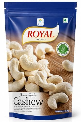 Royal Dry Fruits Premium Jumbo Cashew Nuts 250g | W240 Whole Cashews (Kaju) | Rich in Protein & Healthy Fats | Crunchy Healthy Snack